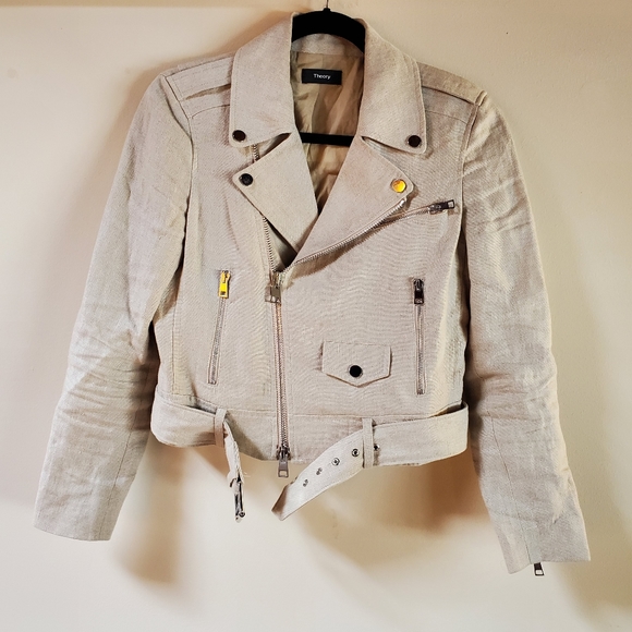 Theory Linen Moto Jacket Size S - Picture 2 of 9